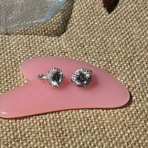 Elegant halo cubic  zirconia clip on earrings
